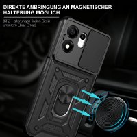 Outdoor Panzer Hülle für Honor 600 Smart Handyhülle mit Slide Kameraschutz Ringhalter Schwarz