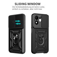 Outdoor Panzer Hülle für Honor 600 Smart Handyhülle mit Slide Kameraschutz Ringhalter Schwarz