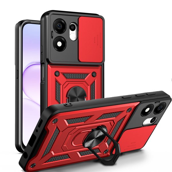Outdoor Panzer Hülle für Honor 600 Smart Handyhülle mit Slide Kameraschutz Ringhalter Rot