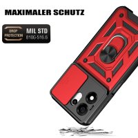 Outdoor Panzer Hülle für Honor 600 Smart Handyhülle mit Slide Kameraschutz Ringhalter Rot
