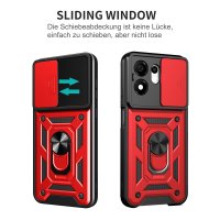 Outdoor Panzer Hülle für Honor 600 Smart Handyhülle mit Slide Kameraschutz Ringhalter Rot