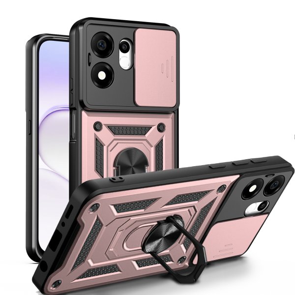 Outdoor Panzer Hülle für Honor 600 Smart Handyhülle mit Slide Kameraschutz Ringhalter Rosegold