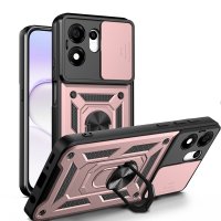 Outdoor Panzer Hülle für Honor 600 Smart Handyhülle mit Slide Kameraschutz Ringhalter Rosegold