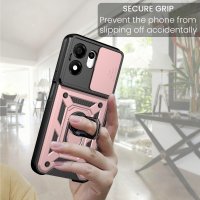 Outdoor Panzer Hülle für Honor 600 Smart Handyhülle mit Slide Kameraschutz Ringhalter Rosegold