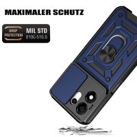 Outdoor Panzer Hülle für Honor 600 Smart Handyhülle mit Slide Kameraschutz Ringhalter Blau
