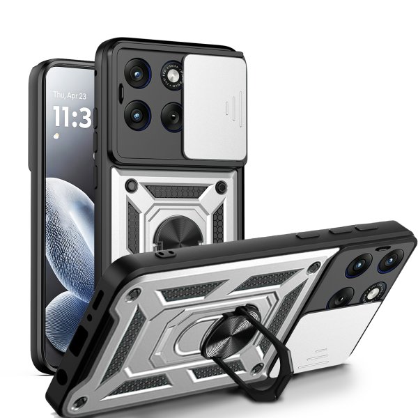 Outdoor Hülle für Motorola Edge 70 Fusion Kameraschutz Ring Case Stoßfest Silber