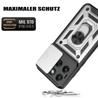 Outdoor Hülle für Motorola Edge 70 Fusion Kameraschutz Ring Case Stoßfest Silber