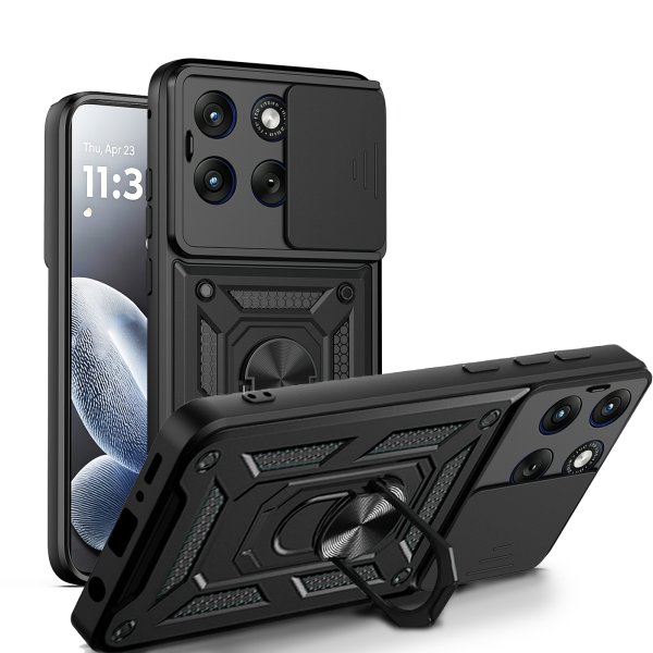 Outdoor Hülle für Motorola Edge 70 Fusion Kameraschutz Ring Case Schwarz