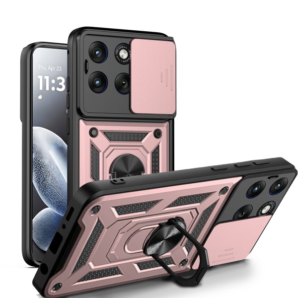 Outdoor Hülle für Motorola Edge 70 Fusion Kameraschutz Ring Case Rosegold