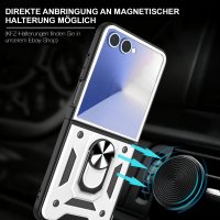 Outdoor Panzer Hülle mit Kameraschutz Ringhalter für Samsung Galaxy Z Flip 8 Silber