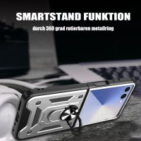 Outdoor Panzer Hülle mit Kameraschutz Ringhalter für Samsung Galaxy Z Flip 8 Silber