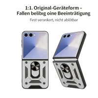 Outdoor Panzer Hülle mit Kameraschutz Ringhalter für Samsung Galaxy Z Flip 8 Silber