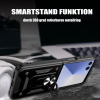 Outdoor Panzer Hülle mit Kameraschutz Ringhalter für Samsung Galaxy Z Flip 8 Schwarz