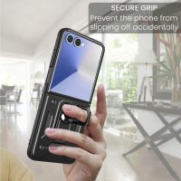 Outdoor Panzer Hülle mit Kameraschutz Ringhalter für Samsung Galaxy Z Flip 8 Schwarz