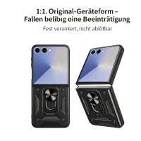 Outdoor Panzer Hülle mit Kameraschutz Ringhalter für Samsung Galaxy Z Flip 8 Schwarz