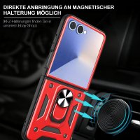 Outdoor Panzer Hülle mit Kameraschutz Ringhalter für Samsung Galaxy Z Flip 8 Rot