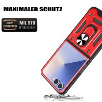 Outdoor Panzer Hülle mit Kameraschutz Ringhalter für Samsung Galaxy Z Flip 8 Rot