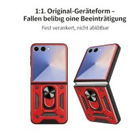 Outdoor Panzer Hülle mit Kameraschutz Ringhalter für Samsung Galaxy Z Flip 8 Rot