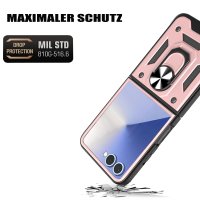 Outdoor Panzer Hülle mit Kameraschutz Ringhalter für Samsung Galaxy Z Flip 8 Rosegold