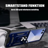 Outdoor Panzer Hülle mit Kameraschutz Ringhalter für Samsung Galaxy Z Flip 8 Blau