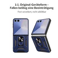 Outdoor Panzer Hülle mit Kameraschutz Ringhalter für Samsung Galaxy Z Flip 8 Blau