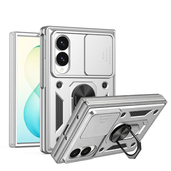Outdoor Panzer Hülle mit Kameraschutz Ringhalter für Samsung Galaxy Z Fold 8 Silber