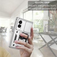Outdoor Panzer Hülle mit Kameraschutz Ringhalter für Samsung Galaxy Z Fold 8 Silber