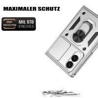 Outdoor Panzer Hülle mit Kameraschutz Ringhalter für Samsung Galaxy Z Fold 8 Silber