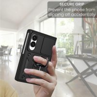 Outdoor Panzer Hülle mit Kameraschutz Ringhalter für Samsung Galaxy Z Fold 8 Schwarz