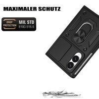 Outdoor Panzer Hülle mit Kameraschutz Ringhalter für Samsung Galaxy Z Fold 8 Schwarz