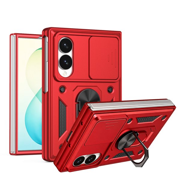 Outdoor Panzer Hülle mit Kameraschutz Ringhalter für Samsung Galaxy Z Fold 8 Rot