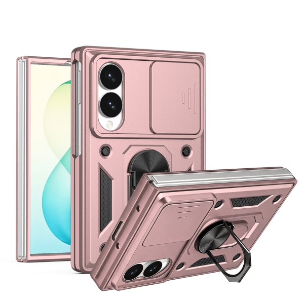 Outdoor Panzer Hülle mit Kameraschutz Ringhalter für Samsung Galaxy Z Fold 8 Rosegold