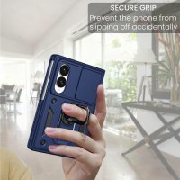 Outdoor Panzer Hülle mit Kameraschutz Ringhalter für Samsung Galaxy Z Fold 8 Blau