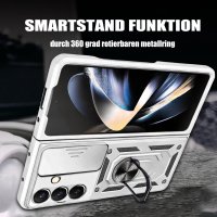 Outdoor Panzer Hülle mit Kameraschutz Ringhalter für Samsung Galaxy Z Fold 8 Ultra Silber