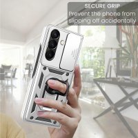 Outdoor Panzer Hülle mit Kameraschutz Ringhalter für Samsung Galaxy Z Fold 8 Ultra Silber