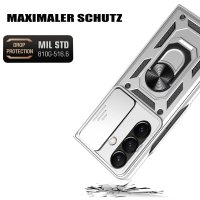 Outdoor Panzer Hülle mit Kameraschutz Ringhalter für Samsung Galaxy Z Fold 8 Ultra Silber