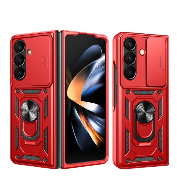 Outdoor Panzer Hülle mit Kameraschutz Ringhalter für Samsung Galaxy Z Fold 8 Ultra Rot