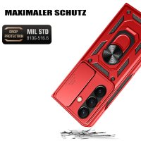 Outdoor Panzer Hülle mit Kameraschutz Ringhalter für Samsung Galaxy Z Fold 8 Ultra Rot