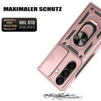 Outdoor Panzer Hülle mit Kameraschutz Ringhalter für Samsung Galaxy Z Fold 8 Ultra Rosegold