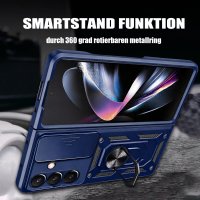 Outdoor Panzer Hülle mit Kameraschutz Ringhalter für Samsung Galaxy Z Fold 8 Ultra Blau