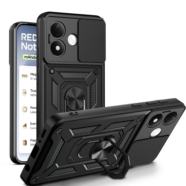 Outdoor Hülle Xiaomi Redmi Note 17 4G / 5G Handyhülle Kameraschutz Ringhalter Schwarz