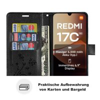 Hülle für Xiaomi Redmi 17C Handyhülle mit [Standfunktion][Kartenfächern] Schwarz