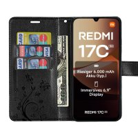 Hülle für Xiaomi Redmi 17C Handyhülle mit [Standfunktion][Kartenfächern] Schwarz