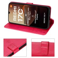 Hülle für Xiaomi Redmi 17C Handyhülle mit [Standfunktion][Kartenfächern] Rot