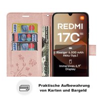 Hülle für Xiaomi Redmi 17C Handyhülle mit [Standfunktion][Kartenfächern] Rosegold