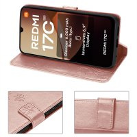Hülle für Xiaomi Redmi 17C Handyhülle mit [Standfunktion][Kartenfächern] Rosegold
