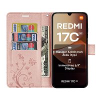 Hülle für Xiaomi Redmi 17C Handyhülle mit [Standfunktion][Kartenfächern] Rosegold