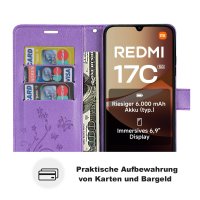 Hülle für Xiaomi Redmi 17C Handyhülle mit [Standfunktion][Kartenfächern] Lila