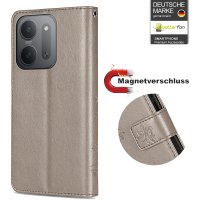 Hülle für Xiaomi Redmi 17C Handyhülle mit [Standfunktion][Kartenfächern] Grau