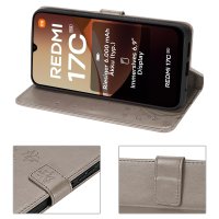 Hülle für Xiaomi Redmi 17C Handyhülle mit [Standfunktion][Kartenfächern] Grau
